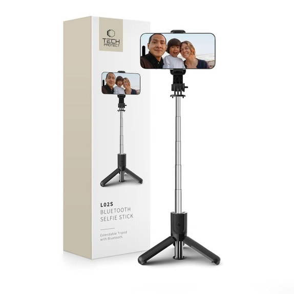 Selfie stick con treppiede L02S, nera, Tech-Protect