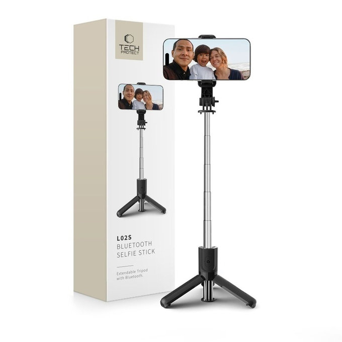 Selfie stick con treppiede L02S, nera, Tech-Protect