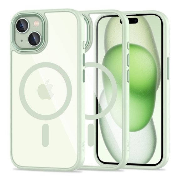 Custodia MagMat MagSafe per iPhone 15, verde/trasparente, Tech-Protect