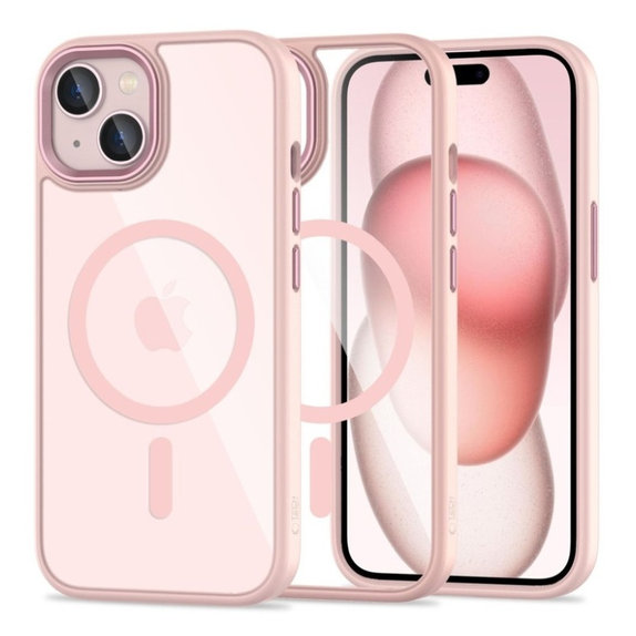 Custodia MagMat MagSafe per iPhone 15, rosa/trasparente, Tech-Protect