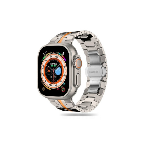 Cinturino Stainless Line per Apple Watch 8 / 9 / 10 / 11 / SE / Ultra (44 / 45 / 46 / 49 mm), Titanium/Orange, Tech-Protect