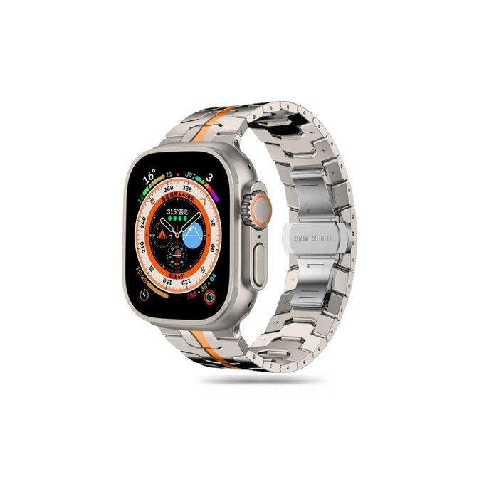 Cinturino Stainless Line per Apple Watch 8 / 9 / 10 / 11 / SE / Ultra (44 / 45 / 46 / 49 mm), Titanium/Orange, Tech-Protect