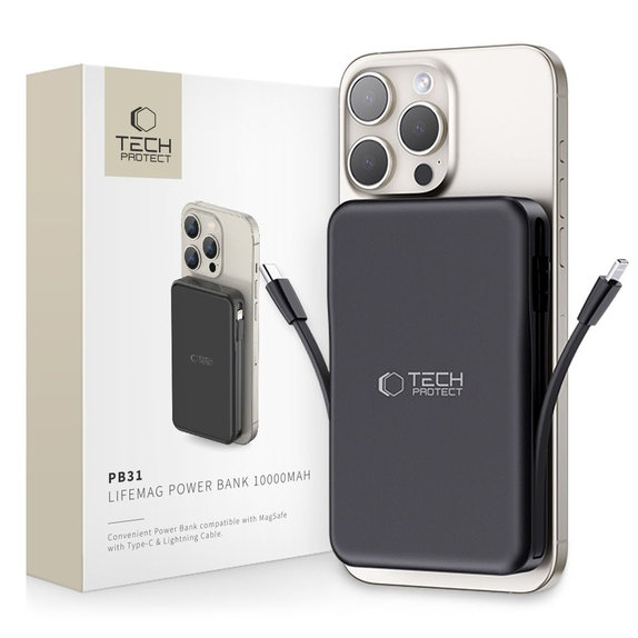 Power bank PB31 Lifemag MagSafe 10000mAh, nera, Tech-Protect