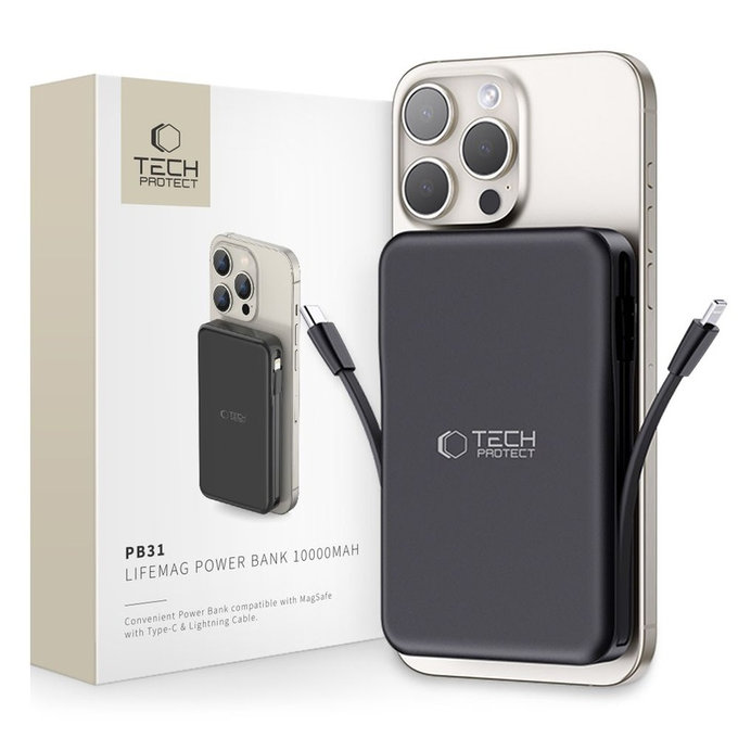 Power bank PB31 Lifemag MagSafe 10000mAh, nera, Tech-Protect