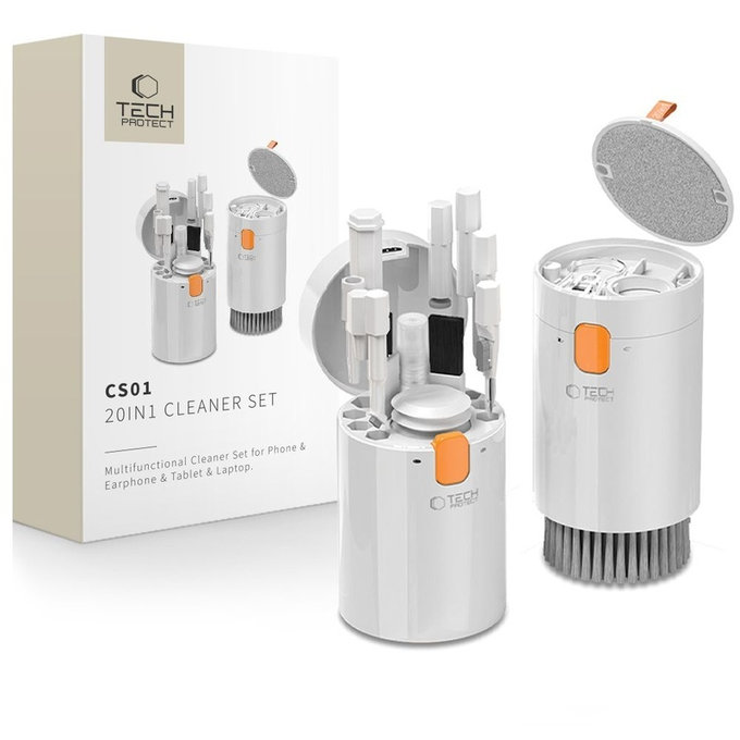 Kit di pulizia CS01 20 in 1 per dispositivi elettronici, bianco, Tech-Protect