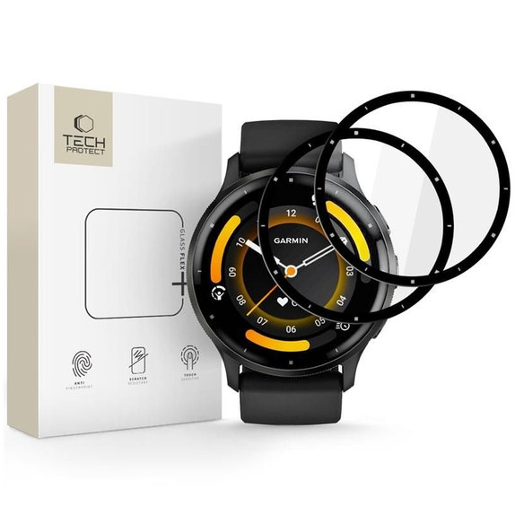 Vetro ibrido Glass Flex+ 2-PACK per Garmin Venu 3, nera, Tech-Protect