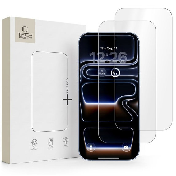 Vetro temperato Glass Fit+ 2-PACK per iPhone 16 Pro / 17 / 17 Pro / 18 Pro, trasparente, Tech-Protect