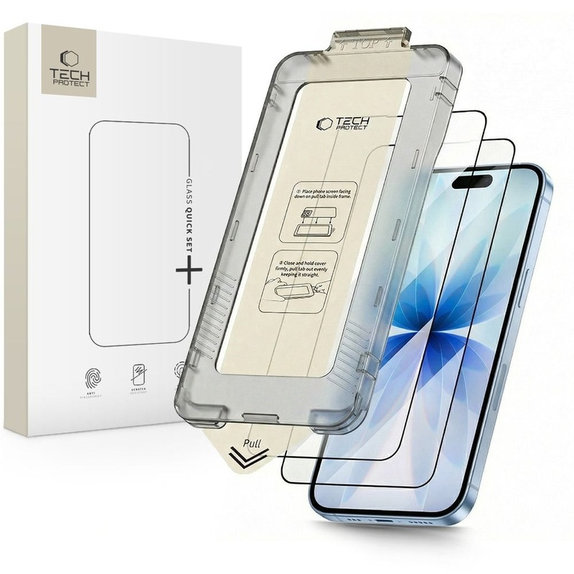 Vetro temperato Quick Set+ 2-PACK per iPhone 17, nera, Tech-Protect