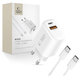 Caricatore da parete NCA20 2-PORT PD 20W / QC3.0 + USB-C Cable, bianca, Tech-Protect