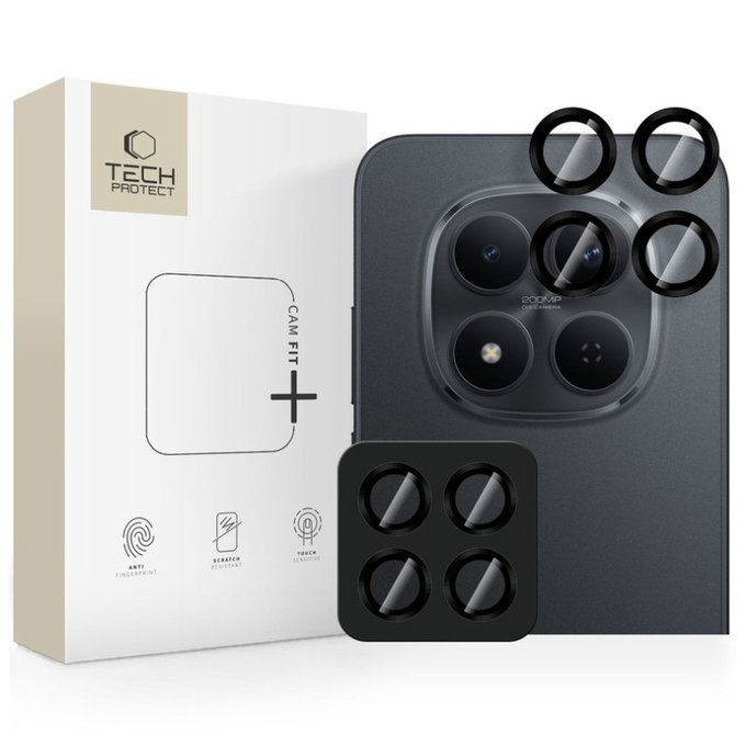 Protezione fotocamera Camring Fit+ per Xiaomi Poco M8 Pro / Redmi Note 15 Pro 5G / 15 Pro+ Plus 5G, nera, Tech-Protect