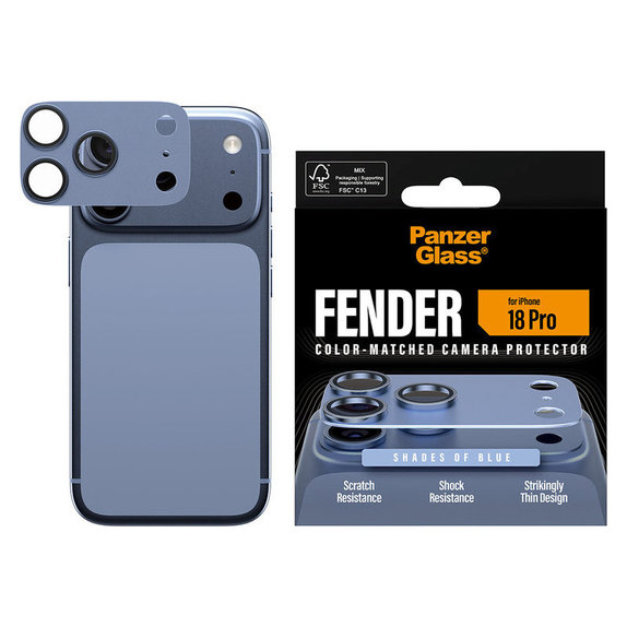 Protezione obiettivo Fender per iPhone 18 Pro, Italian Blue, PanzerGlass