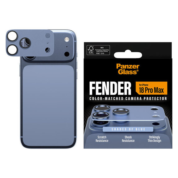 Protezione obiettivo Fender per iPhone 18 Pro Max, Italian Blue, PanzerGlass