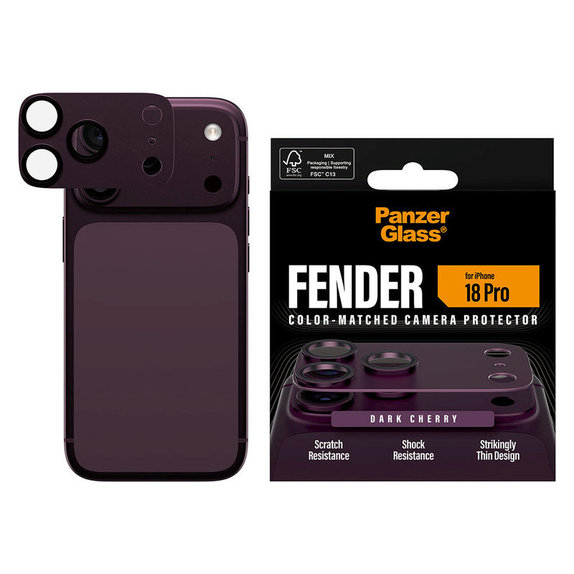 Protezione obiettivo Fender per iPhone 18 Pro, Dark Cherry, PanzerGlass