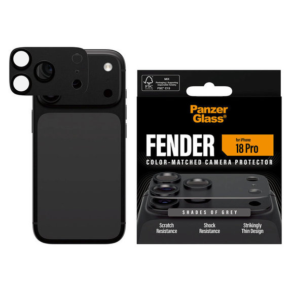 Protezione obiettivo Fender per iPhone 18 Pro, Shades of Grey, PanzerGlass