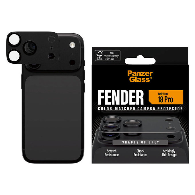 Protezione obiettivo Fender per iPhone 18 Pro, Shades of Grey, PanzerGlass