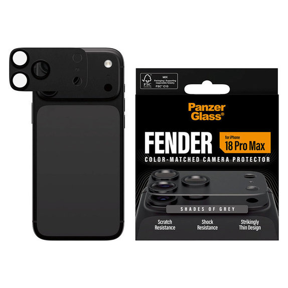 Protezione obiettivo Fender per iPhone 18 Pro Max, Shades of Grey, PanzerGlass