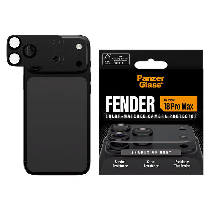 Protezione obiettivo Fender per iPhone 18 Pro Max, Shades of Grey, PanzerGlass