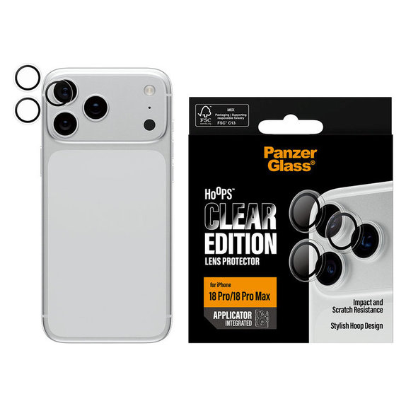 Protezione lente fotocamera Hoops per iPhone 18 Pro/18 Pro Max, Trasparente, PanzerGlass