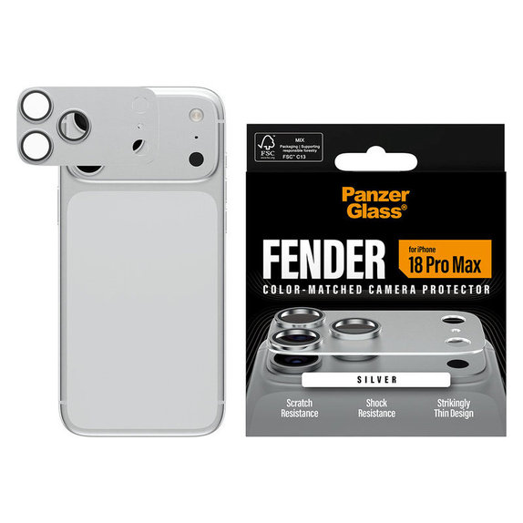 Protezione obiettivo Fender per iPhone 18 Pro Max, Argentoo, PanzerGlass