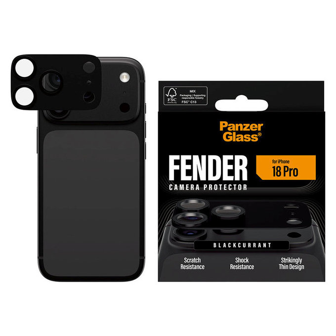 Protezione obiettivo Fender per iPhone 18 Pro, Black Currant Currant, PanzerGlass