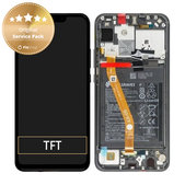 Schermo per Huawei P Smart Plus (Nova 3i), Vetro touch con cornice, batteria, Black, 02352BUE, Genuine Service Pack