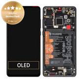 Schermo per Huawei P30, Vetro touch con cornice, batteria, Black, 02352NLL, 02354HLT, 0254HMG, Genuine Service Pack