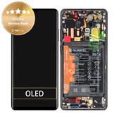 Schermo per Huawei P30 Pro, P30 Pro 2020, Vetro touch con cornice, batteria, Black, 02352PBT, 02355UMW, 02354NAK, 02355UNB, Genuine Service Pack