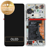 Schermo per Huawei P40, Vetro touch con cornice, batteria, sensore impronte digitali, Ice White, Silver Frost, 02353MFW, Genuine Service Pack