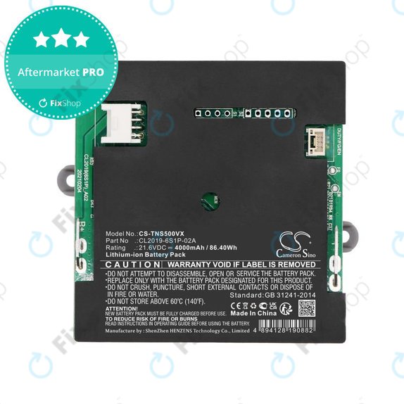 Batteria per Tineco iFloor S5, CL2019-6S1P-02A, Li-Ion, 4000mAh, 21.6V, HQ