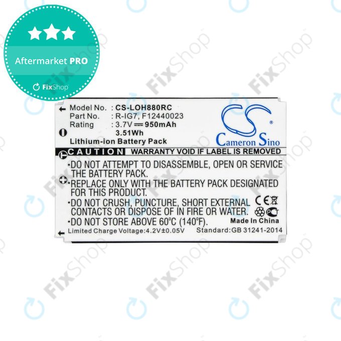 Batteria per Logitech Harmony 720, 780, 880, 890, 900, R-IG7, Li-Ion, 950mAh, 3.7V, HQ