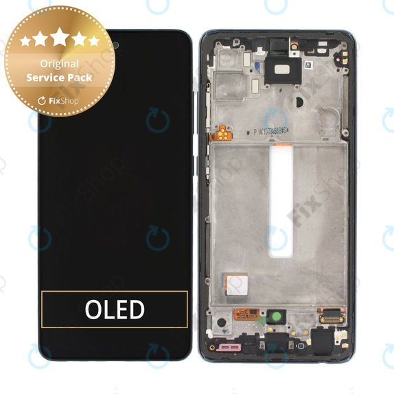 Schermo per Samsung A52 A525F, A526B, Awesome Black, Vetro touch con cornice, GH82-25524A, GH82-25526A, GH82-25754A, GH82-25602A, Genuine Service Pack