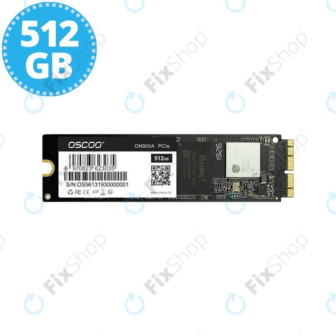 SSD 512GB PCIe per MacBook Air, Pro (Late 2013 - 2017), Oscoo ON900A, Refurbished