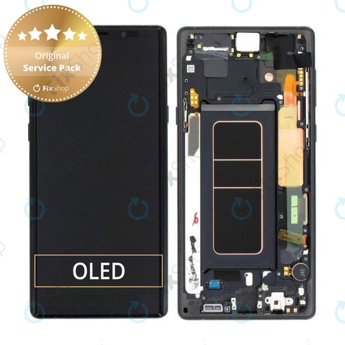 Schermo per Samsung Note 9 N960U, Midnight Black, Vetro touch con cornice, GH97-22269A, GH97-23737A, GH97-22270A, Genuine Service Pack