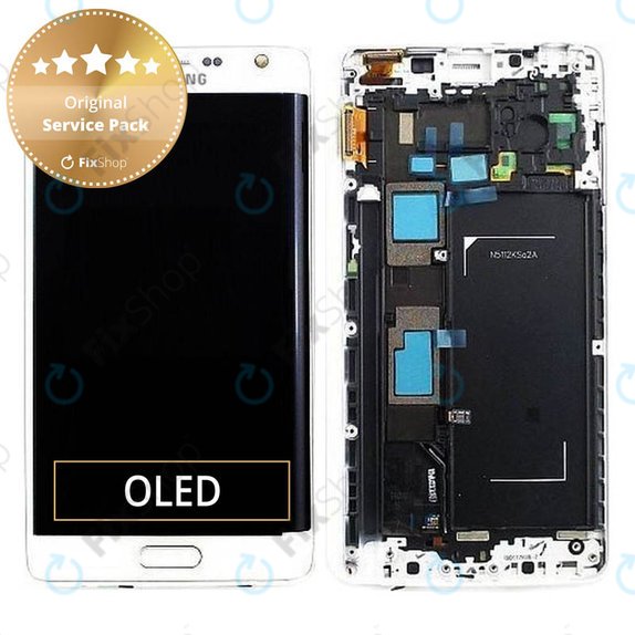 Schermo per Samsung Note Edge N915FY, White, Vetro touch con cornice, GH97-16636B, Genuine Service Pack