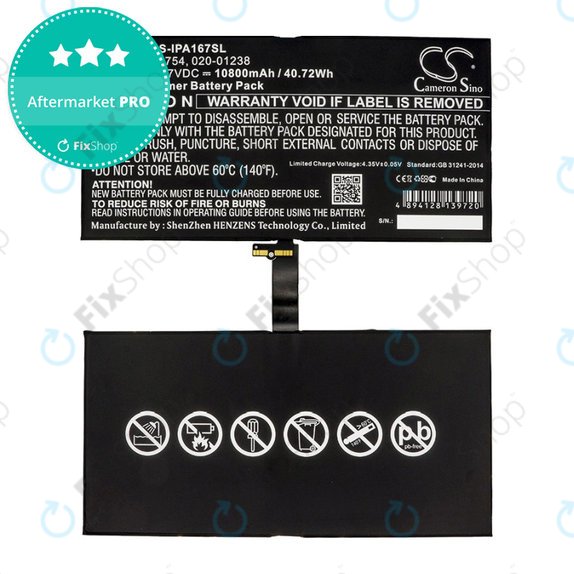 Batteria A1754 per Apple iPad Pro 12.9" (2nd Gen 2017), 020-01238, 10800mAh, HQ
