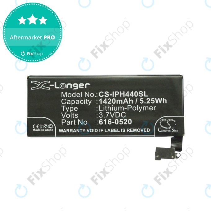Batteria per iPhone 4, 616-0520, 1420mAh, HQ