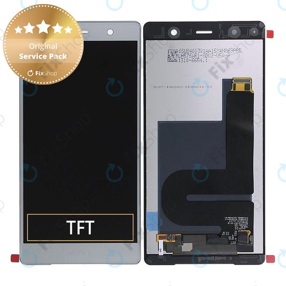 Schermo LCD per Sony Xperia XZ2 Premium, Chrome Silver, Vetro touch senza cornice, Genuine Service Pack