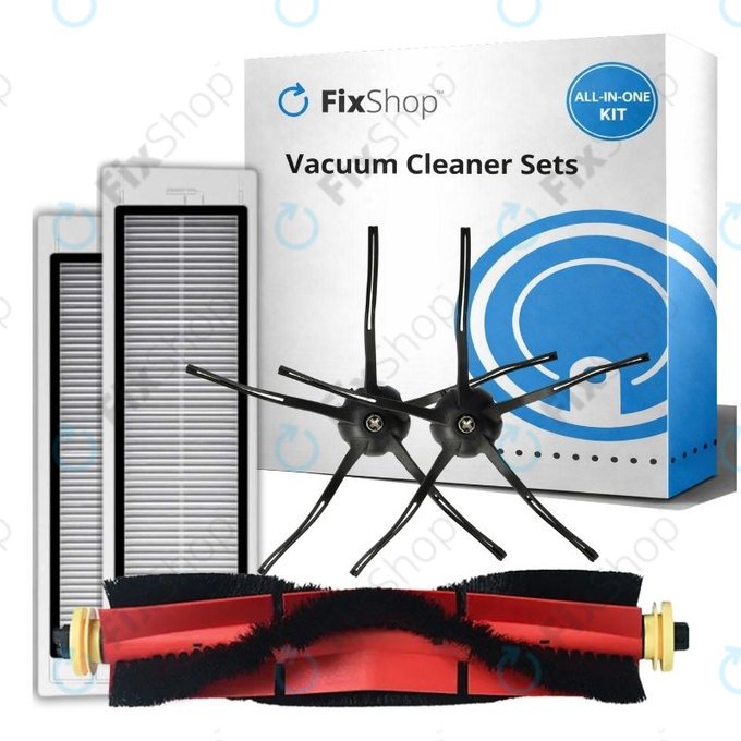 Set di ricambio per Xiaomi Roborock S5 Max, S6, S6 MaxV, S6 Pure, Xiaowa E3 (1x spazzola principale, 2x filtro, 2x spazzola laterale - Nero)