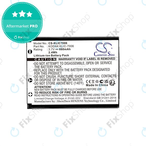 Batteria per Kodak EasyShare, LB-012, KLIC-7006, Li-Ion, 660mAh, 3.7V, HQ