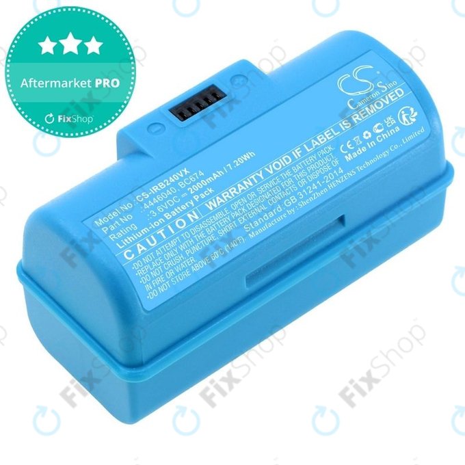 Batteria per iRobot Braava Jet 240, 241, 244, 245, Mopping Robot, 4446040, BC674, Li-Ion, 2000mAh, 3.6V, HQ