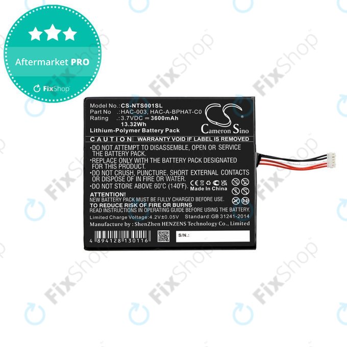 Batteria per Nintendo Switch, 3600mAh, Li-Pol, 3.7 V, HAC-003, HQ