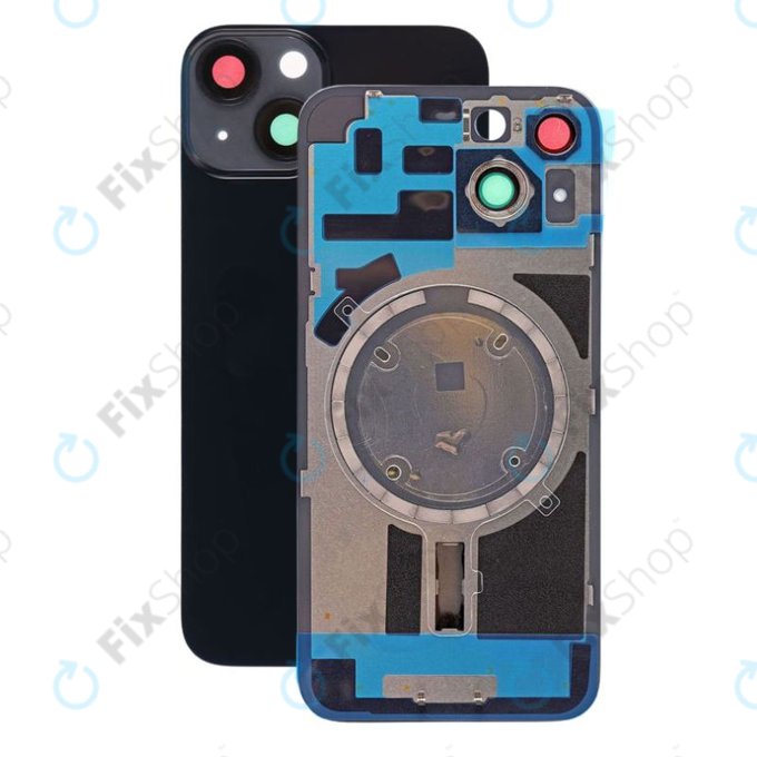 Vetro scocca posteriore con lente fotocamera, piastra metallica e magneti MagSafe per iPhone 14, Midnight