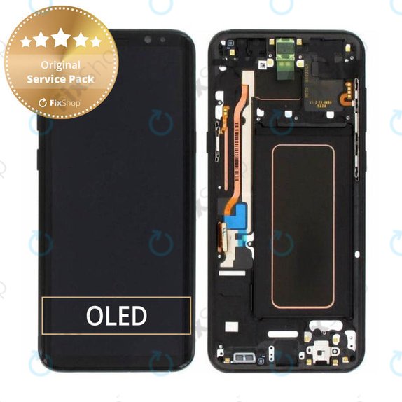 Schermo per Samsung S8 Plus G955F, Midnight Black, Vetro touch con cornice, GH97-20470A, GH97-20564A, GH97-20565A, Genuine Service Pack
