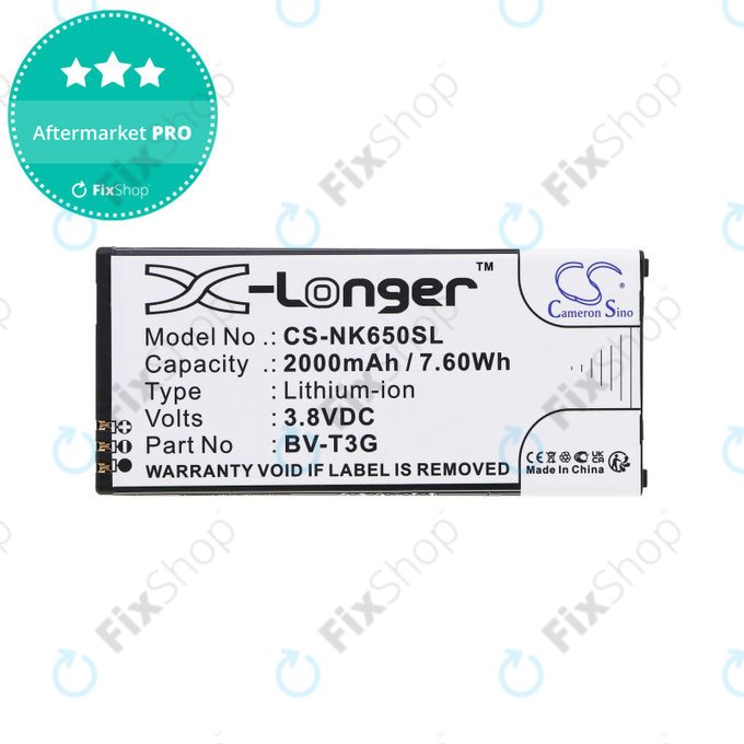 Batteria per Nokia Lumia 650, BV-T3G, Li-Ion, 3.8V, 2000mAh, HQ