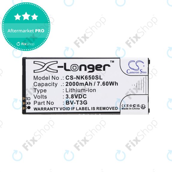 Batteria per Nokia Lumia 650, BV-T3G, Li-Ion, 3.8V, 2000mAh, HQ