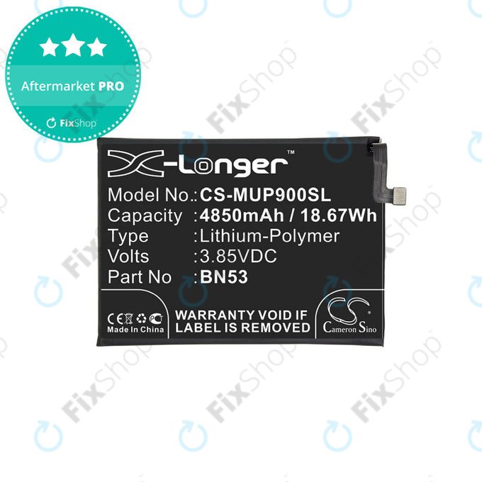 Batteria per Xiaomi Redmi Note 9 Pro, 4850mAh, Li-Pol, 3.85 V, BN53, HQ