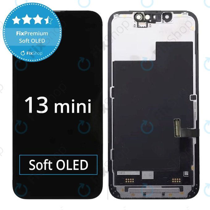 Schermo Soft OLED per iPhone 13 Mini, Vetro touch con cornice, FixPremium