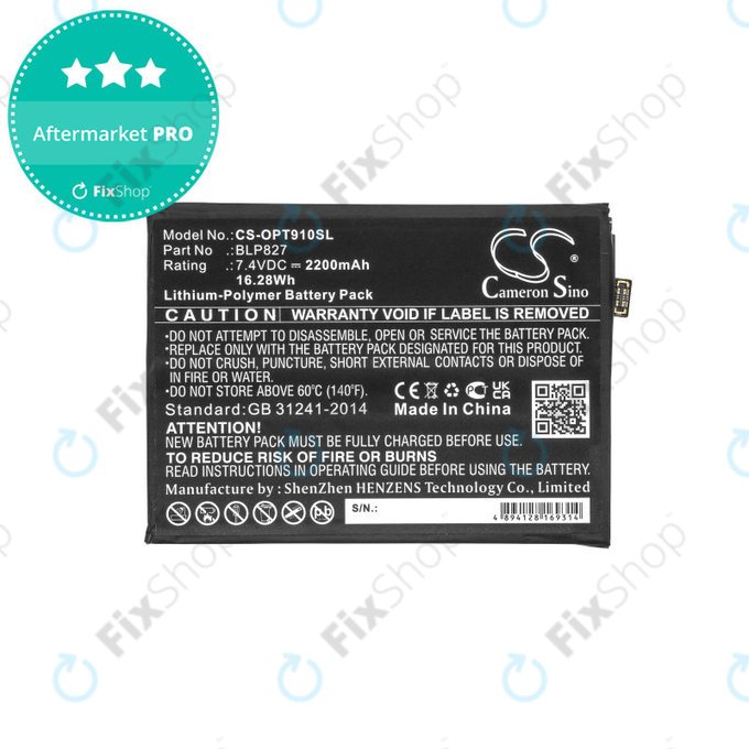 Batteria per OnePlus 9 Pro LE2121 LE2125, 2200mAh, Li-Pol, 7.4 V, BLP827, HQ