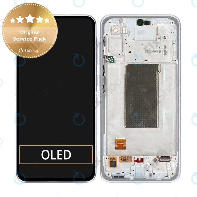 Schermo per Samsung A36 A366E, Awesome Lavender, Vetro touch con cornice, GH82-36841D, Genuine Service Pack
