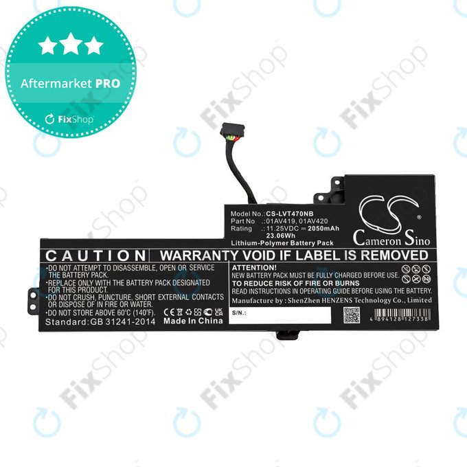 Batteria per Lenovo Thinkpad A285, T470, T480, 01AV419, Li-Pol, 2050mAh, 11.25V, HQ